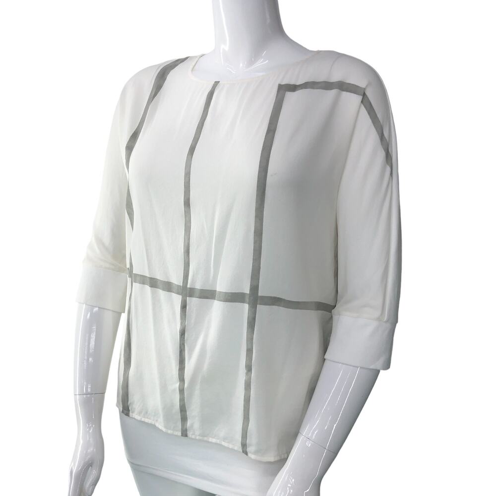 Fabiana Filippe Womens Size L Blouse Silk Front Cotton Back 3/4 Sleeve Italy